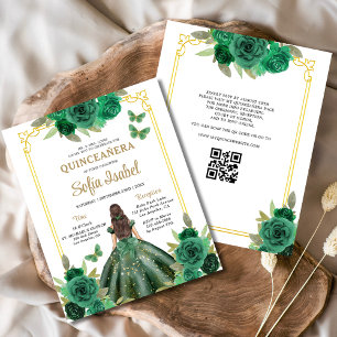 QR-Code Quinceanera Emerald Green Flyer