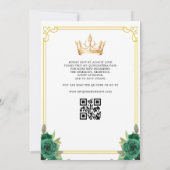 QR Code Quinceanera Floral Emerald Green Gold Einladung (Rückseite)