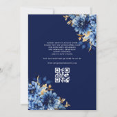 QR Code Quinceanera Floral Royal Blue Princess Einladung (Rückseite)