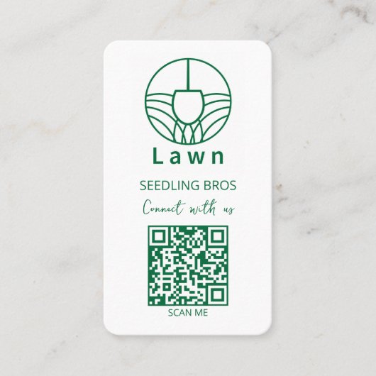 QR-Code Rasenpflege Verbinde dich mit uns Visitenkarte (Vorderseite)