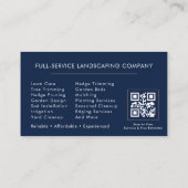 QR-Code-Rasenservice-Landschaftsarchitekt Navyblau Visitenkarte (Rückseite)