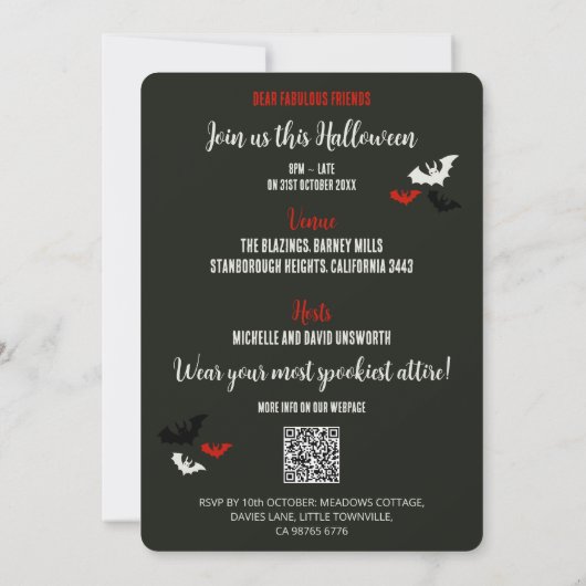 QR Code Rattle some Bones! Halloween Einladung (Rückseite)