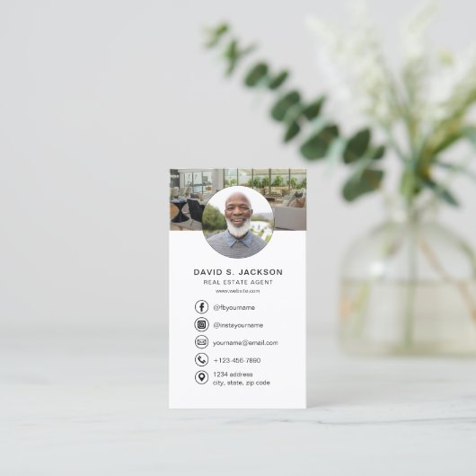 QR-Code Real Anwesen Agent Foto-Logo Visitenkarte (Stehend Vorderseite)