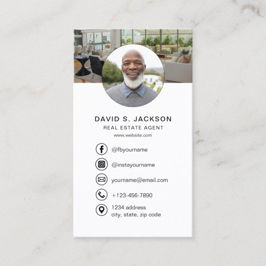 QR-Code Real Anwesen Agent Foto-Logo Visitenkarte (Vorderseite)