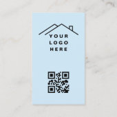 QR-Code Real Anwesen Agent Sky Blue Foto Logo Visitenkarte (Rückseite)