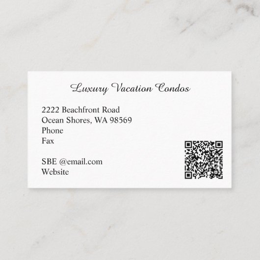 QR-Code Real Anwesen Monogram Orange Sunset Visitenkarte (Rückseite)