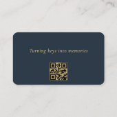 QR Code Real Estate Agent Navy Blue Gold Visitenkarte (Rückseite)
