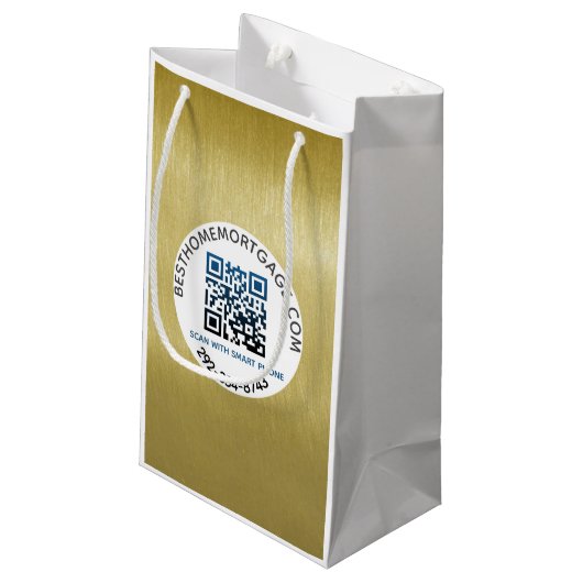 QR Code Realtor Hypothekengesellschaft Kleine Geschenktüte (Rückseite Schrägansicht)