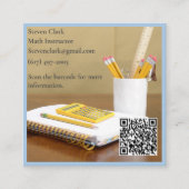 QR-Code-Rechner Blau Tutor Mathe-Lehrer Quadratische Visitenkarte (Vorderseite)