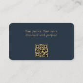 QR-Code Rechtsanwalt Navy Blau Gold Visitenkarte (Rückseite)