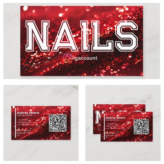 QR Code Red Beruflich Nail Technische Vorlagen Visitenkarte