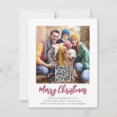 QR Code Red Brushed Script Frohe Weihnachts-Foto Feiertagskarte (Vorderseite)