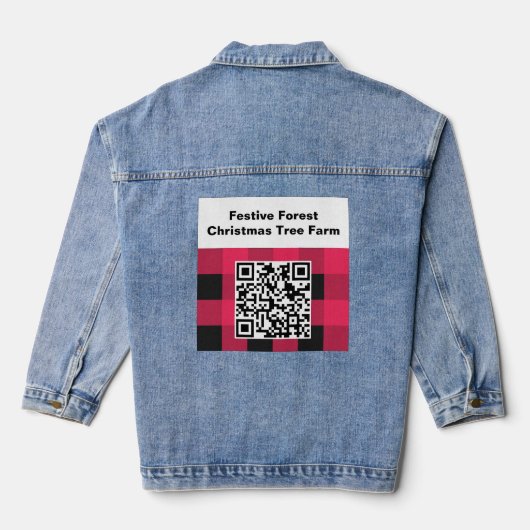 QR-Code Red Buffalo Karierter Karo Rustikaler Stri Jeansjacke (Rückseite)