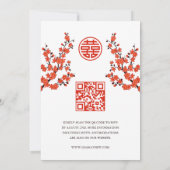 QR-Code | Red Cherry Blossom | Chinesische Hochzei Einladung (Rückseite)