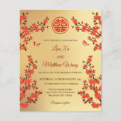 QR Code Red Cherry Blossom | Chinesische Hochzeit (Vorderseite)