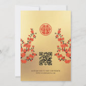 QR Code Red Cherry Blossom | Chinesische Hochzeit Einladung (Rückseite)