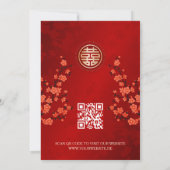 QR Code Red Cherry Blossom | Chinesische Hochzeit Einladung (Rückseite)