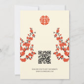 QR Code Red Cherry Blossom | Chinesische Hochzeit Einladung (Rückseite)