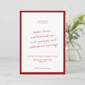 QR Code Red Classic Minimalistisch Wedding Einladung (Stehend Vorderseite)