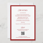 QR Code Red Classic Minimalistisch Wedding Einladung (Rückseite)
