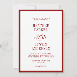 QR Code Red Classic Simple Wedding Einladung