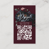 QR Code Red Dark Moody Peony Gothic Wedding RSVP Begleitkarte (Vorderseite)