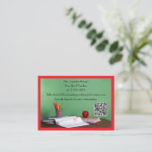 QR Code Red Grade School Preschool Teacher Visitenkarte (Stehend Vorderseite)