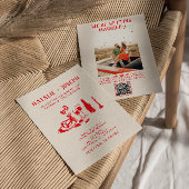 QR Code Red Hand Drawn Scribble Quirky Wedding Einladung