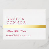 QR Code Red Magenta Stripe Foto Save the Date Folieneinladung (Vorderseite)