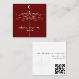QR Code Red Square Biz Card Quadratische Visitenkarte