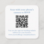 QR Code Red White Blue Monogram Wedding Website Begleitkarte (Vorderseite)