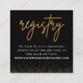 QR-Code-Registrierung für romantische Schwarz-Gold Begleitkarte (Vorderseite)