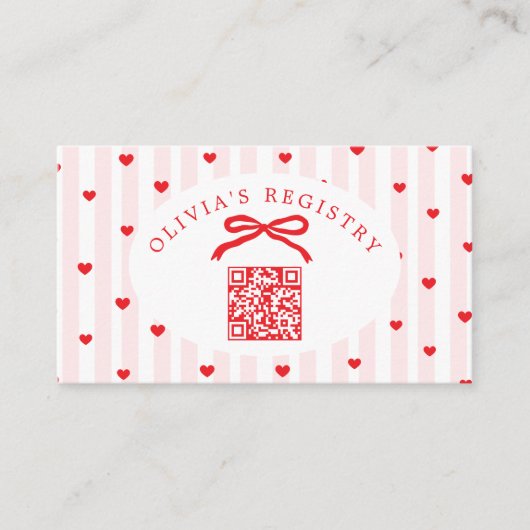 QR Code Registry Valentines Day Hearts Begleitkarte (Vorderseite)