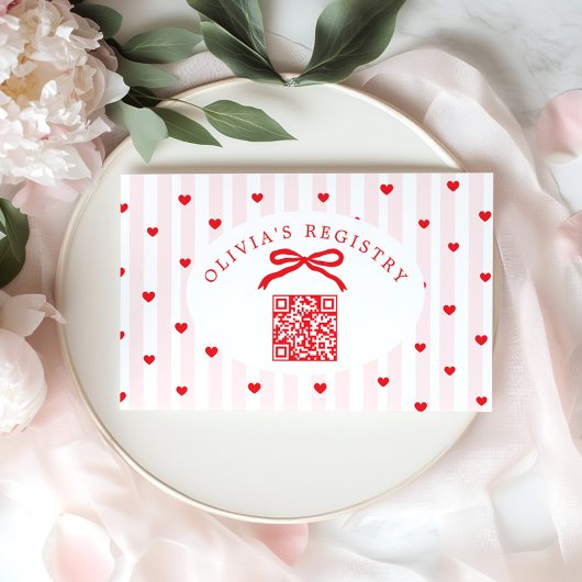 QR Code Registry Valentines Day Hearts Begleitkarte