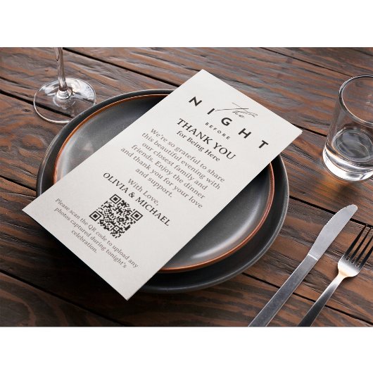 QR Code Rehearsal Dinner Thank You Card Dankeskarte