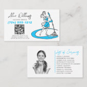 QR-Code Reinigung Service Blue Maid Foto Visitenkarte (Vorne/Hinten)