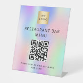 QR-Code Restaurant Café Bar Scan Menü holografisch Sockelschild (Vorderseite)