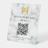 QR-Code Restaurant Café Bar Scan Menü Logo Marmor Sockelschild (Vorderseite)