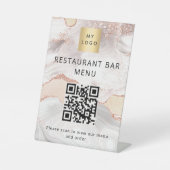 QR-Code Restaurant Café Bar Scan Menü Rose Gold Sockelschild (Vorderseite)