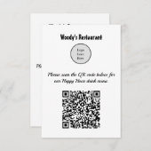 QR Code Restaurant Happy Hour Menü individuell anp Mitteilungskarte (Vorne/Hinten)