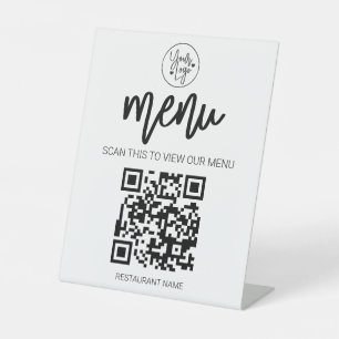 QR Code Restaurant Menü Business-Logo Beruflich Sockelschild
