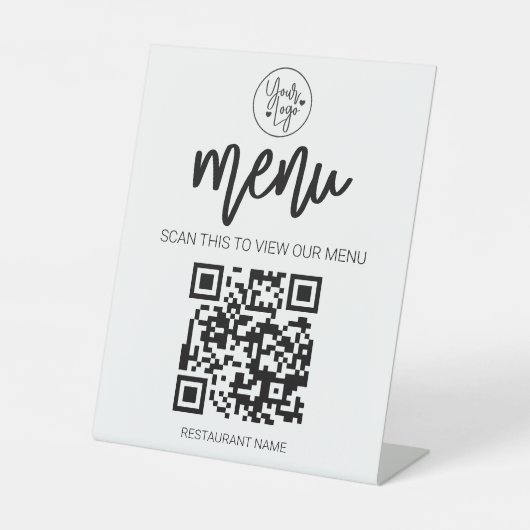 QR Code Restaurant Menü Business-Logo Beruflich Sockelschild (Vorderseite)