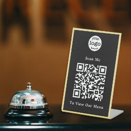 QR Code Restaurant Menü für das Schwarz-Weiß-Logo Sockelschild