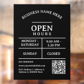 QR Code Restaurant Salon Business Open Hours Dours Fensteraufkleber (Blatt 2)