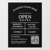 QR Code Restaurant Salon Business Open Hours Dours Fensteraufkleber (Blatt)