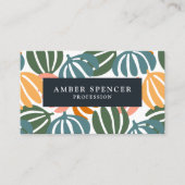 QR CODE RETRO BLÄTTER GROOVY BOTANICAL VISITENKARTE (Vorderseite)