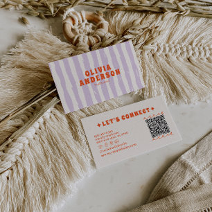 QR-Code Retro Boho Groovy Funky Einzigartig Trendi Visitenkarte
