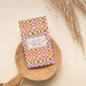 QR-Code Retro farbenfroh überprüft karg Girly Fun Visitenkarte