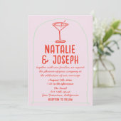 QR Code Retro farbenfrohe Hand gezeichnet Martini Einladung (Stehend Vorderseite)