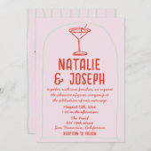 QR Code Retro farbenfrohe Hand gezeichnet Martini Einladung (Vorne/Hinten)